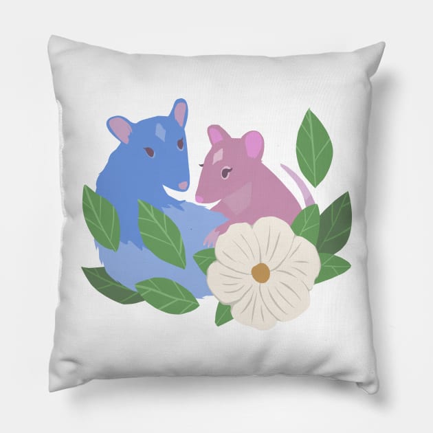 Dogwood Rat Sisters Pillow by Adrielle-art