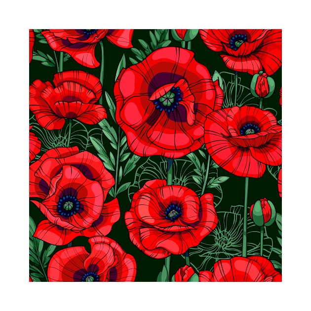 scarlet red poppies by  ESHA-Studio