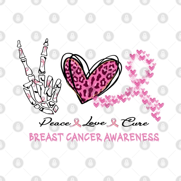 Peace Love Cure Halloween Breast Cancer Shirt by TsunamiMommy