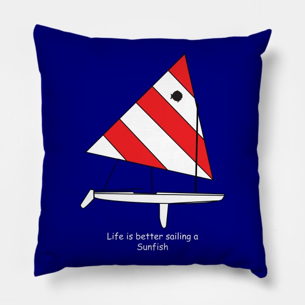 Sunfish Sailboat - Life is better sailing a Sunfish Pillow by CHBB