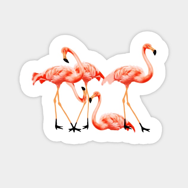 Flamingo Flock, Love Flamingos Tropical Birds Magnet by dukito