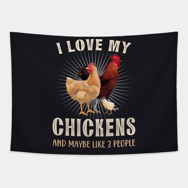 I love my Chickens Chicken Coop Gift Tapestry by Foxxy Merch