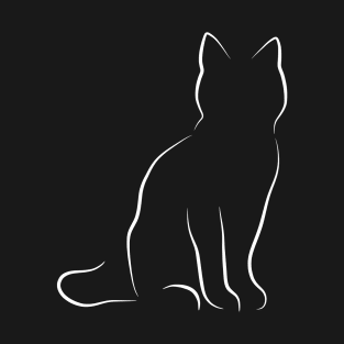 Minimalist Cat Line Art Drawing T-Shirt