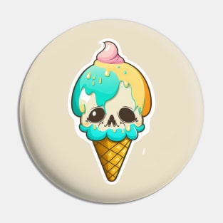 Ice cream Skull Sticker Pin