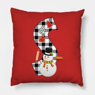 BW Buffalo Checks Pattern Monogram S | Snowman Pillow