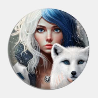 Adventure girl and arctic fox Pin