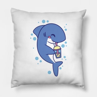 Shark Drinking Boba Tea Pillow