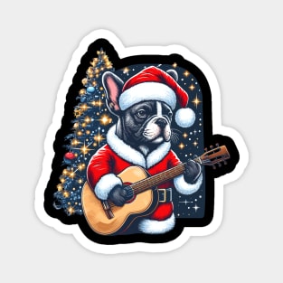 French Bulldog Playing Guitar Christmas Magnet