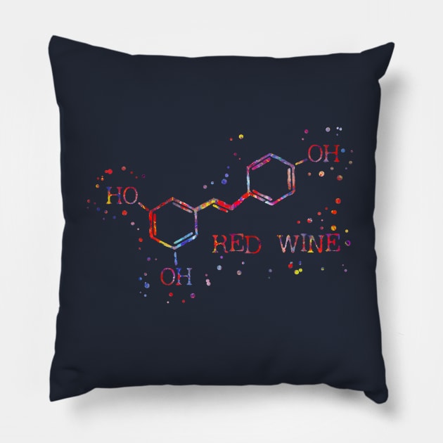 Red wine molecule, Pillow by RosaliArt