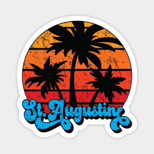 St. Augustine Florida Retro Palm Trees with Sunset Magnet