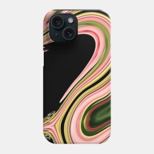 modern abstract black yellow pink swirls Phone Case