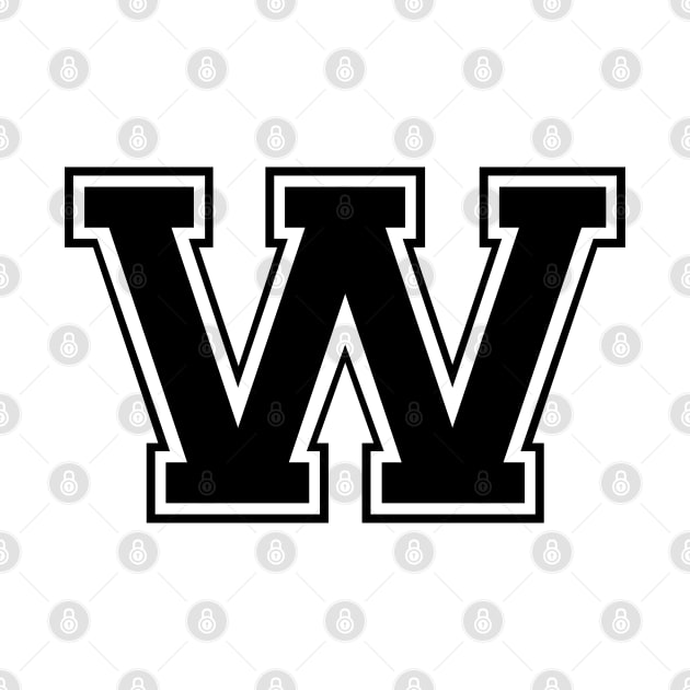 Initial Letter W - Varsity Style Design- Black text by Hotshots