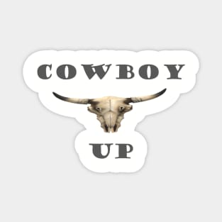 Cowboy  up 3D Bulls Skull Magnet