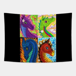 Four elements dragons Tapestry