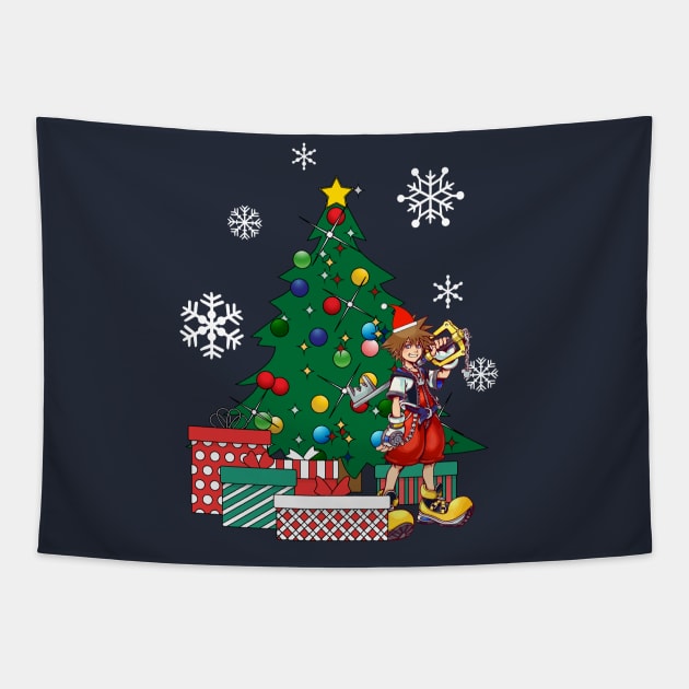 Sora Around The Christmas Tree Kingdom Hearts Tapestry by Nova5