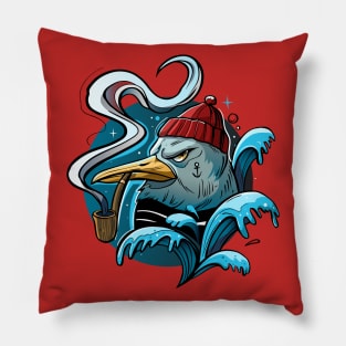 Seagull Sailor Illustration Pillow