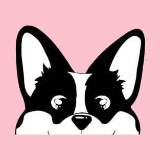 Black and White Peeking Corgi T-Shirt