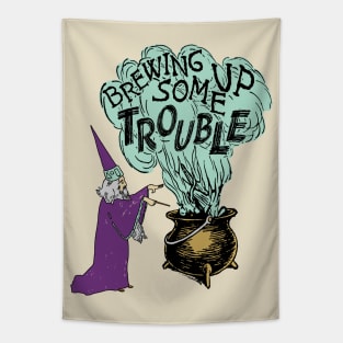 Brewing Up Some Trouble - Wizard Meme Tapestry