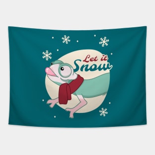 Translucent Veiled Chameleon, Christmas Edition! Let It Snow Tapestry