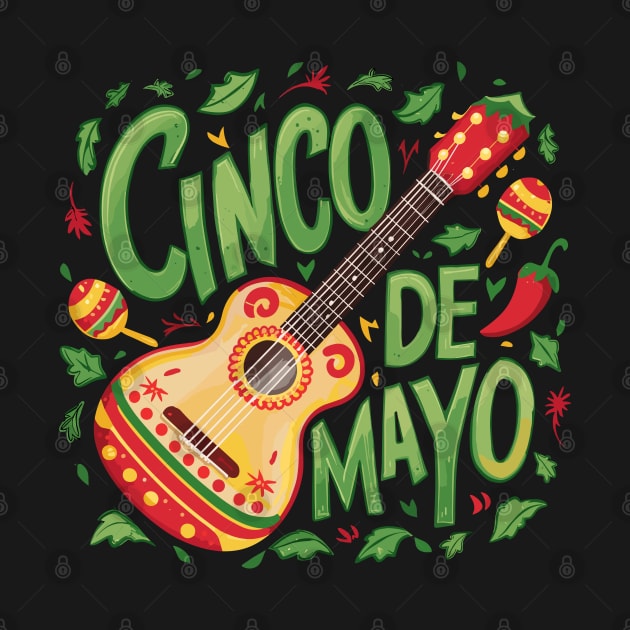 Festive Cinco De Mayo Colorful Maracas Vihuela Design by TF Brands