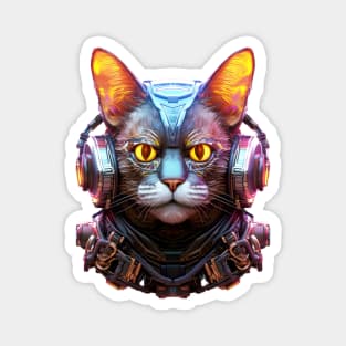 Code Catcher - The Cyberpunk Cyborg Cat Magnet