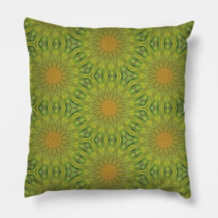 Green and Yellow Flower or Star Shaped Pattern - WelshDesignsTP004 Pillow