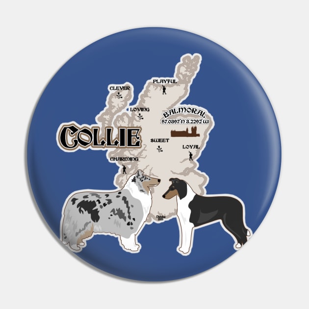 Collie Rough and Smooth Map of Scotland Pin by PB&J Designs