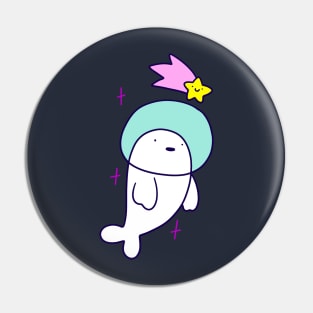 Astronaut Harp Seal and Shooting Star Pin