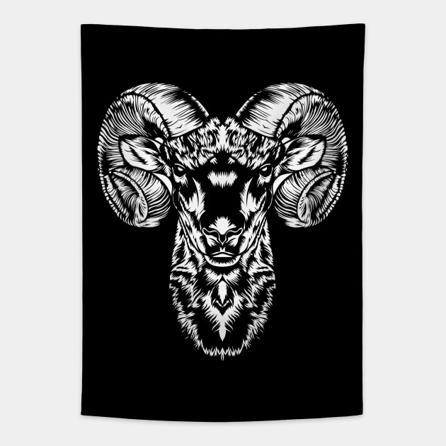 White Goat Tapestry by gastaocared