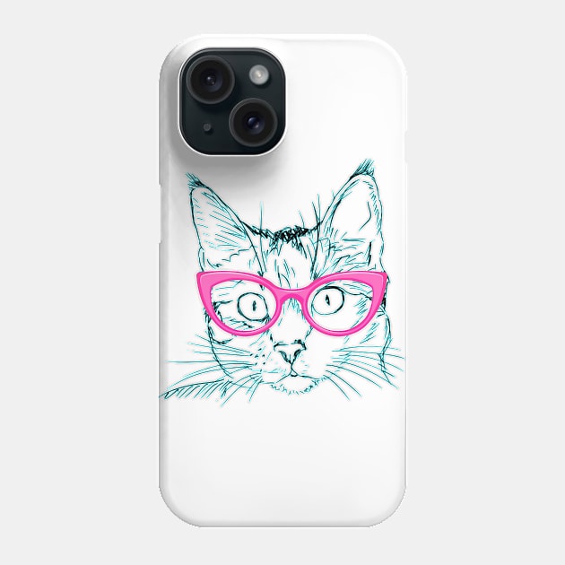 Hipster Cat Phone Case by WonderfulDreamPicture