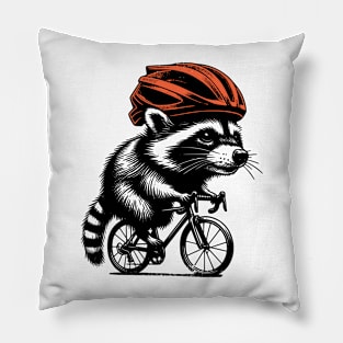 Cycling Raccoon Pillow