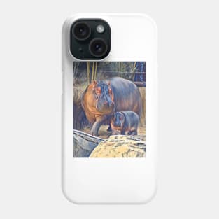 Mom and baby Hippo Phone Case