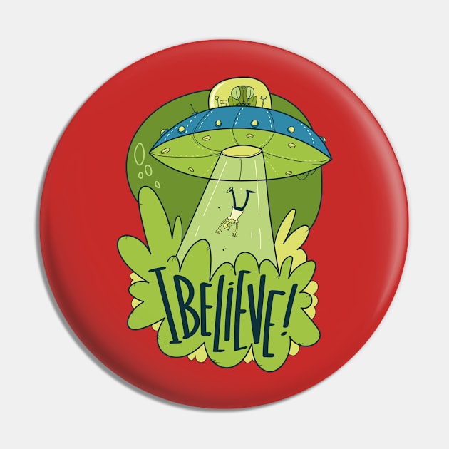 UFO Abduction I Believe Alien Pin by Mako Design 