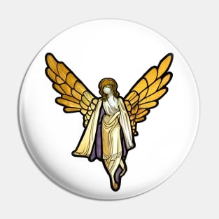 Stained Glass Style Angel with Gold Wings Pin