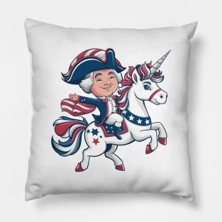 George Washington Riding A Unicorn 4th of July vintage kids Pillow