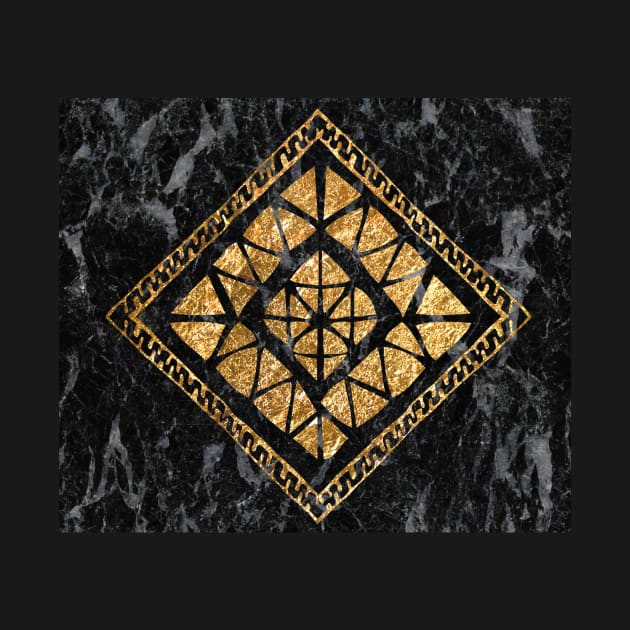 Golden tribal geo - black marble by marbleco