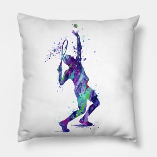 Tennis Player Watercolor Painting Art Print Gifts Pillow