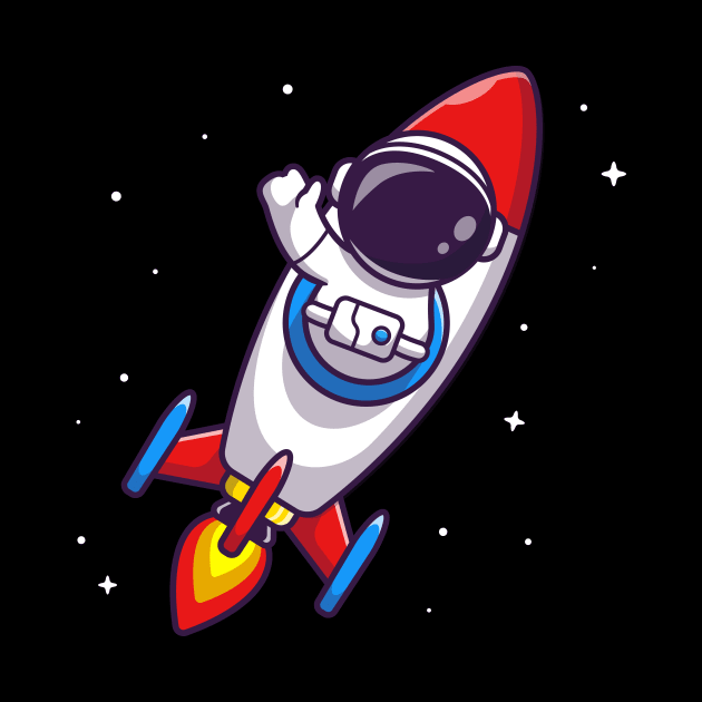 Astronaut Riding Rocket Cartoon by Catalyst Labs