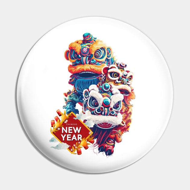 Chinese New Year Extravaganza: Lion Dance Fiesta of Happiness & Fortune Pin by YUED