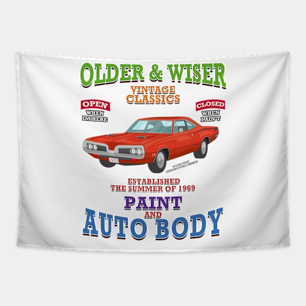 Older & Wiser Vintage Classics Muscle Car Novelty Gift Tapestry by Airbrush World