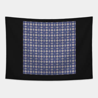 Cobalt blue and grey Stylized Four Leaf Clover Tapestry