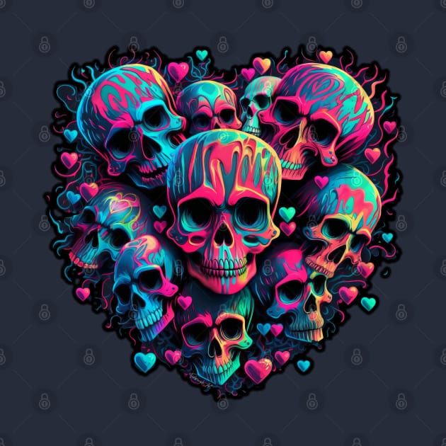 Neon Skull Head Art design #1 by Farbrausch Art 2023. by Farbrausch Art