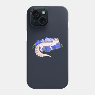 Leopard Gecko and Blue Flowers Phone Case