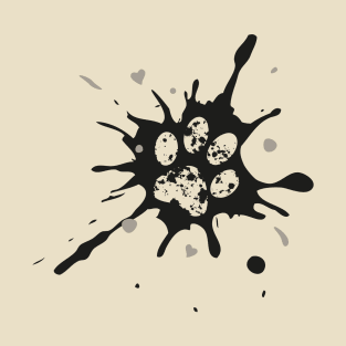 Dog Paw Paint Splash - Black T-Shirt