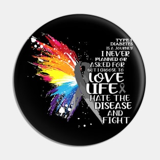 Type 1 Diabetes is a journey i never planned or asked for but i choose to LOVE LIFE and hate the disease and FIGHT Pin