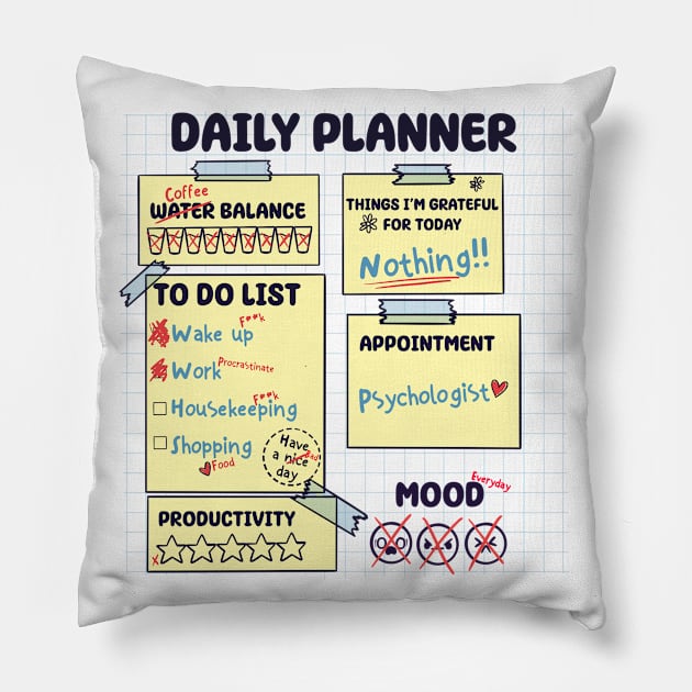 Daily planner Pillow by Freecheese