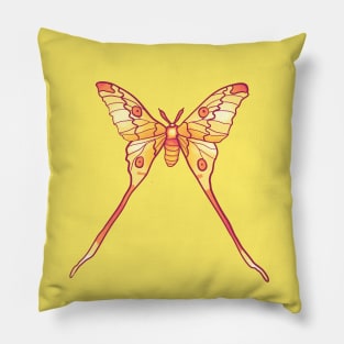 Luna Moth Witchy Magical Insect Yellow Orange Pillow