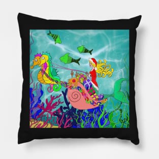 mermaid christmas sleigh Pillow