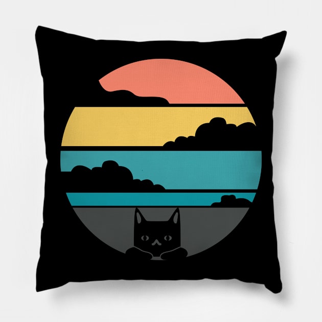 Cute Retro Cat Kitty Pet Vintage Animal Pillow by DP Clothing