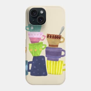 Coffee And Tea Mugs Stacked High Phone Case
